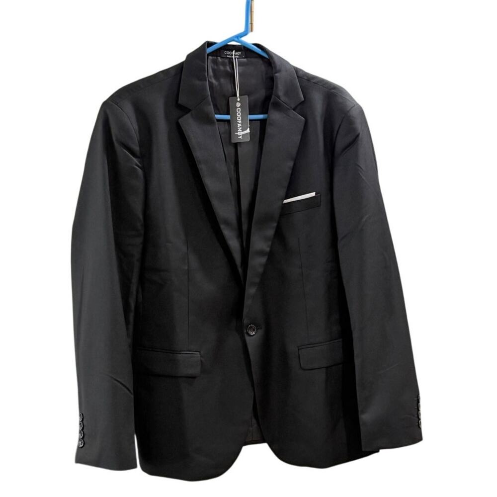 NEW Coofandy Men's Classic One Button Single Breasted Blazer Black Size L (42)